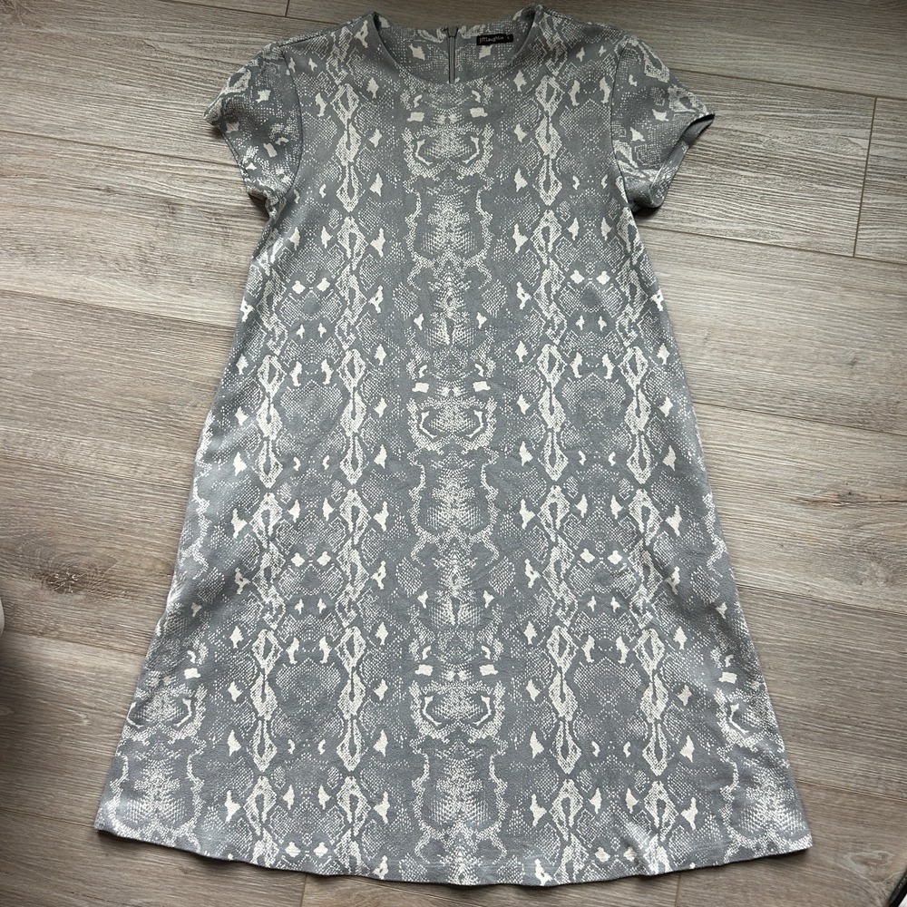 J. McLaughlin‎ Naja Faux Suede Mini Shift Dress Womens Size Small Snake Print